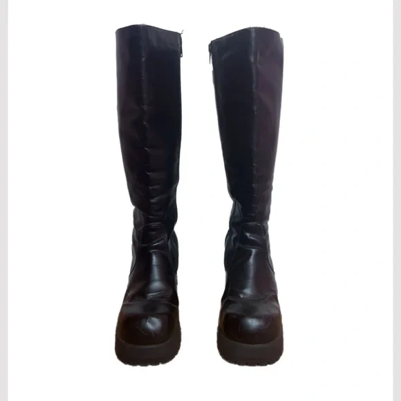 Lee Vintage Black platform Leather Boots - Picture 2 of 8